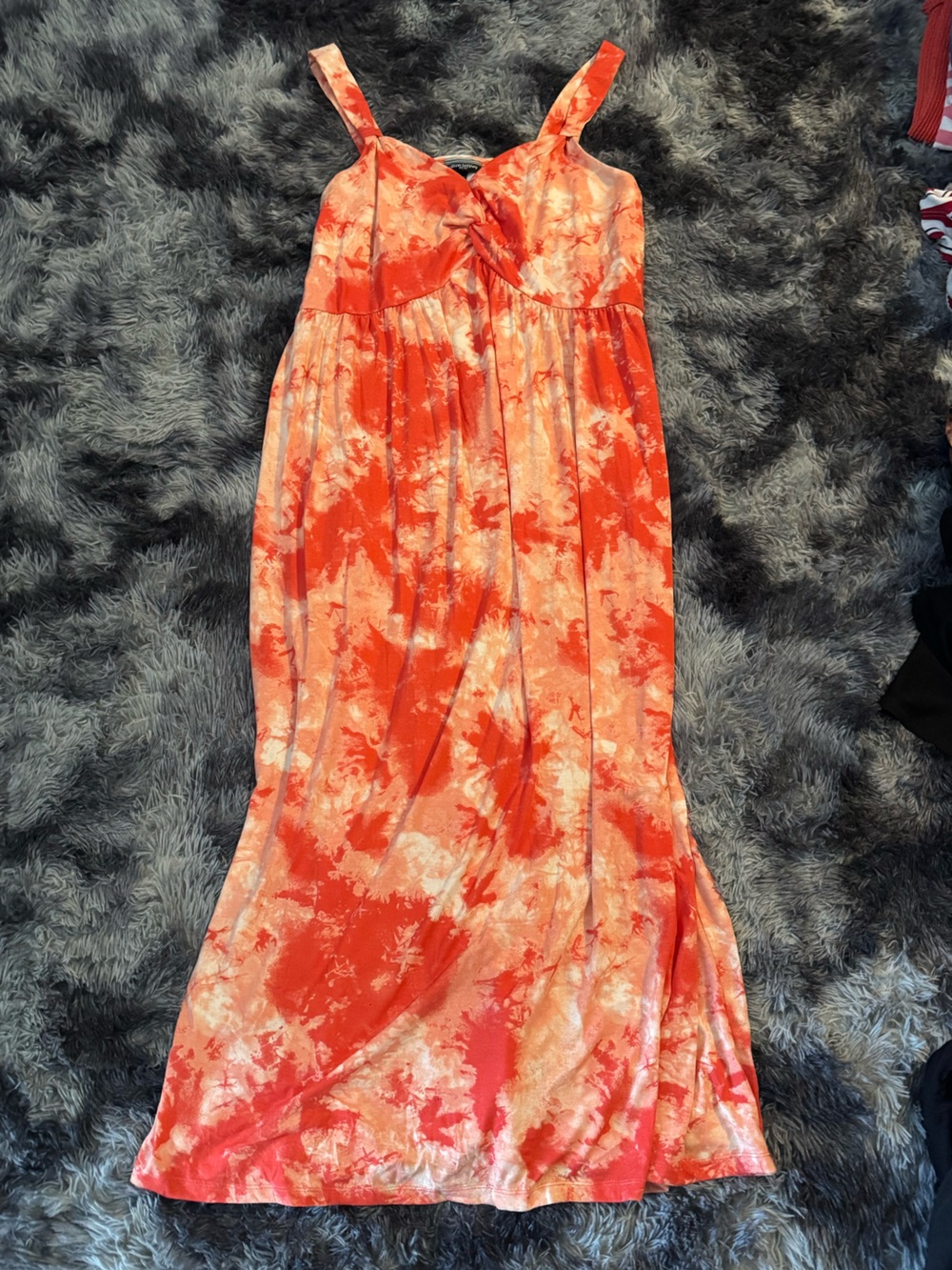 Allison Brittney Orange and Cream Tie-Dye Maxi
